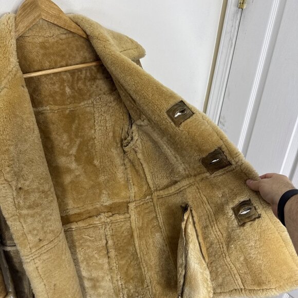 Vintage Leather Attic Shearling Coat 34 Made in Canada Raw Suede Sherpa Lined - Picture 8 of 10